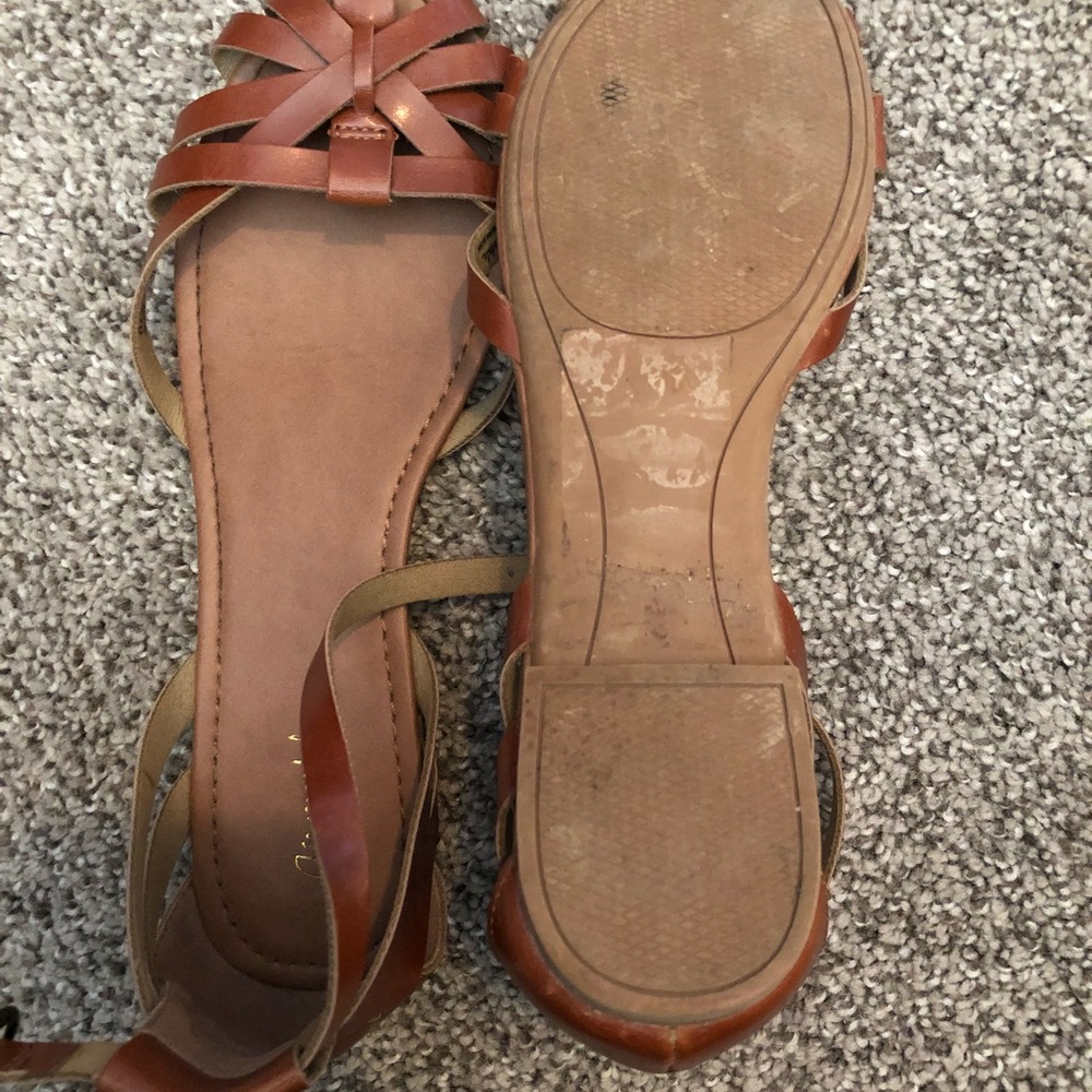 Cognac Brown Flats - Sandals